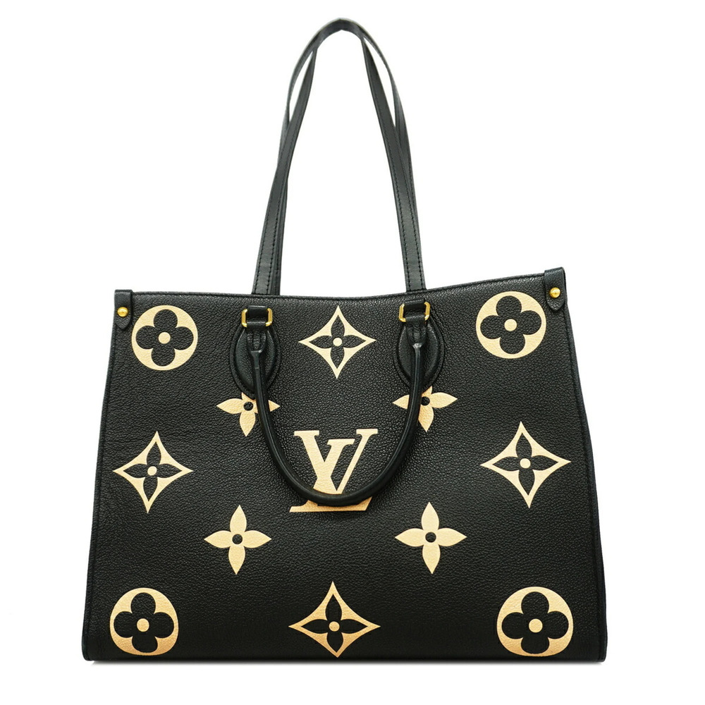 Louis Vuitton Monogram Empreinte Bicolor OnTheGo MM Tote Bag M45495 Black Bei...
